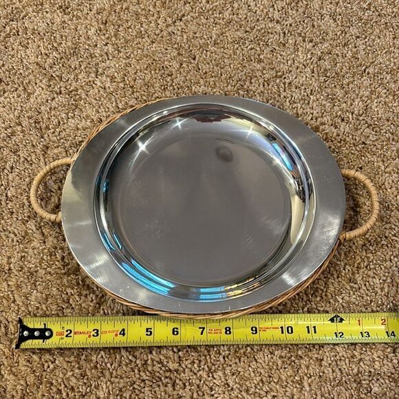 NWT Vintage Sizzling Platters Rattan Wood trays Set of 4 Steak‎ Grill plates - Picture 12 of 12